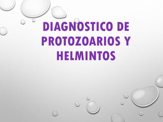 DIAGNOSTICO DE
PROTOZOARIOS Y
HELMINTOS
 
