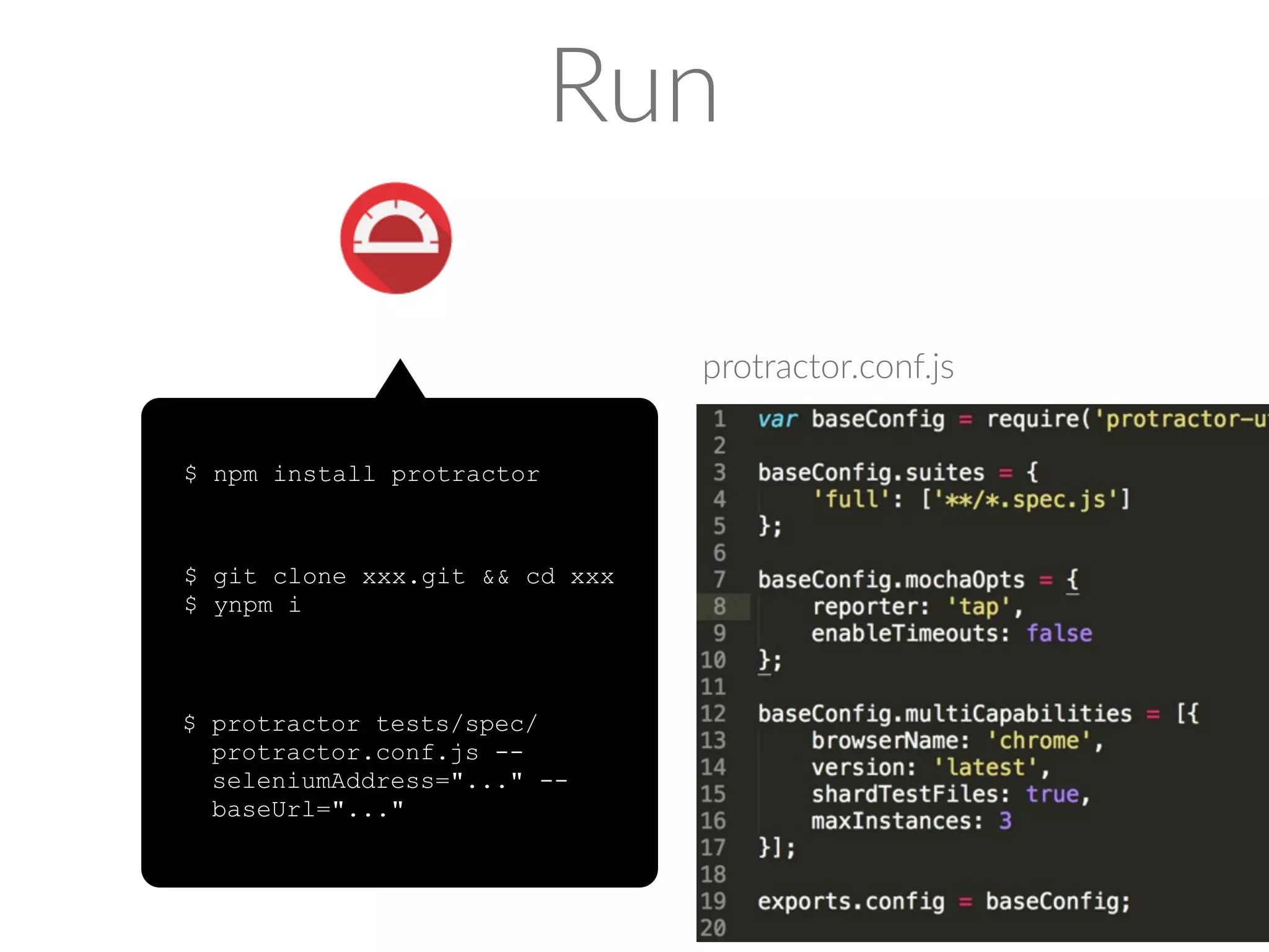 Tips 
only 
describe.only('Test task A', function () 
{ 
it.skip('sub-task 1', function () 
{}); 
it('sub-task 2', function () {}); 
skip 
only%only%is%only 
}); 
describe('Test task B', function () { 
it('sub-task 1', function () {}); 
}); 
describe.only('Test task C', function () it.skip('sub-task 1', function () {}); 
it.skip('sub-task 2', function () {}); 
it('sub-task 2', function () {}); 
}); 
describe('Test task D', function () { 
it('sub-task 1', function () {}); 
}); 
 