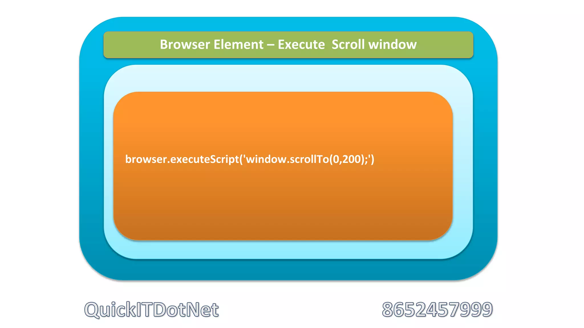 Browser Element – Execute Scroll window
browser.executeScript('window.scrollTo(0,200);')
 