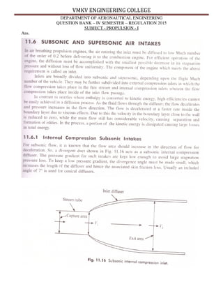 VMKV ENGINEERING COLLEGE
DEPARTMENT OF AERONAUTICAL ENGINEERING
QUESTION BANK – IV SEMESTER – REGULATION 2015
SUBJECT - PROPULSION - I
Ans.
 