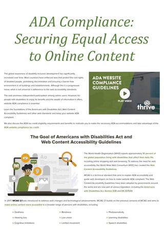ADA Compliance:
Securing Equal Access
to Online Content
 