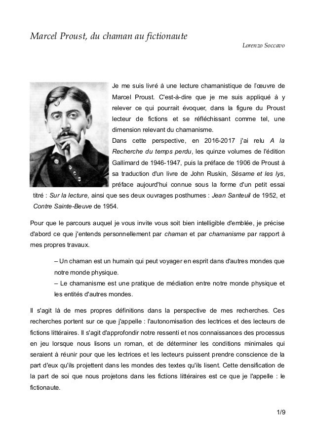 Marcel Proust Du Chaman Au Fictionaute