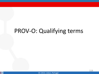 PROV-O: Qualifying terms
DC-2013, Lisbon, Portugal
114
 