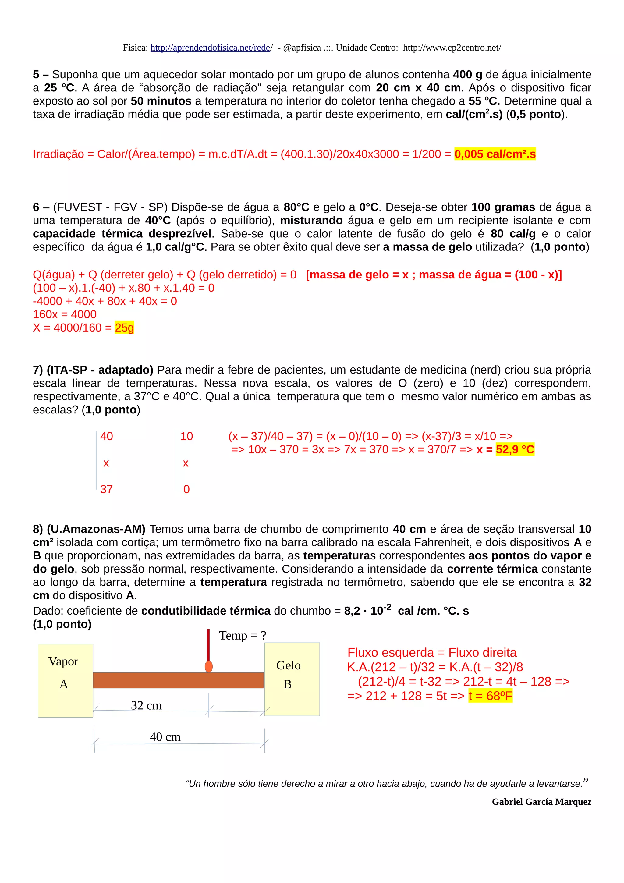 Gabarito Prova Física 1 ano Ensino Médio Colégio Pedro II - Centro | PDF