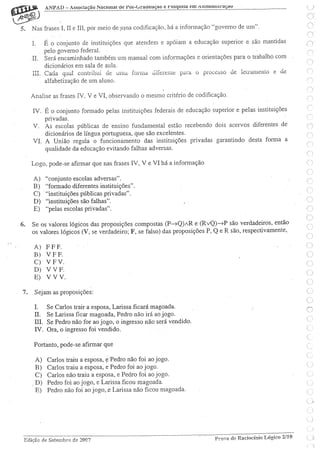 Prova  de raciocinio logico setembro 2007