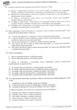 Prova  de raciocinio logico setembro 2007