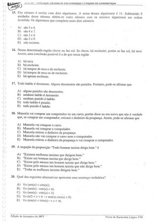 Prova  de raciocinio logico setembro 2007