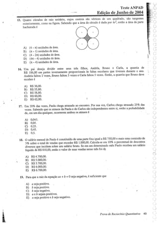 Prova de raciocinio quantitavo junho 2004