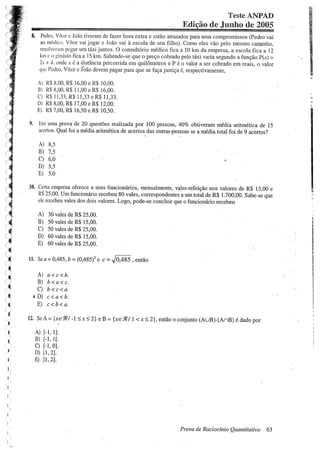 Prova de raciocinio quantitavo junho 2005