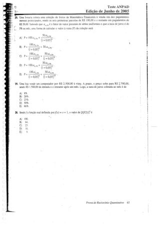 Prova de raciocinio quantitavo junho 2005