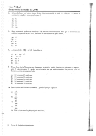 Prova de raciocinio quantitavo setembro 2005