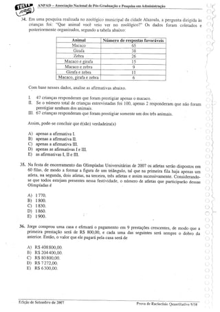 Prova de raciocinio quantitavo setembro 2007