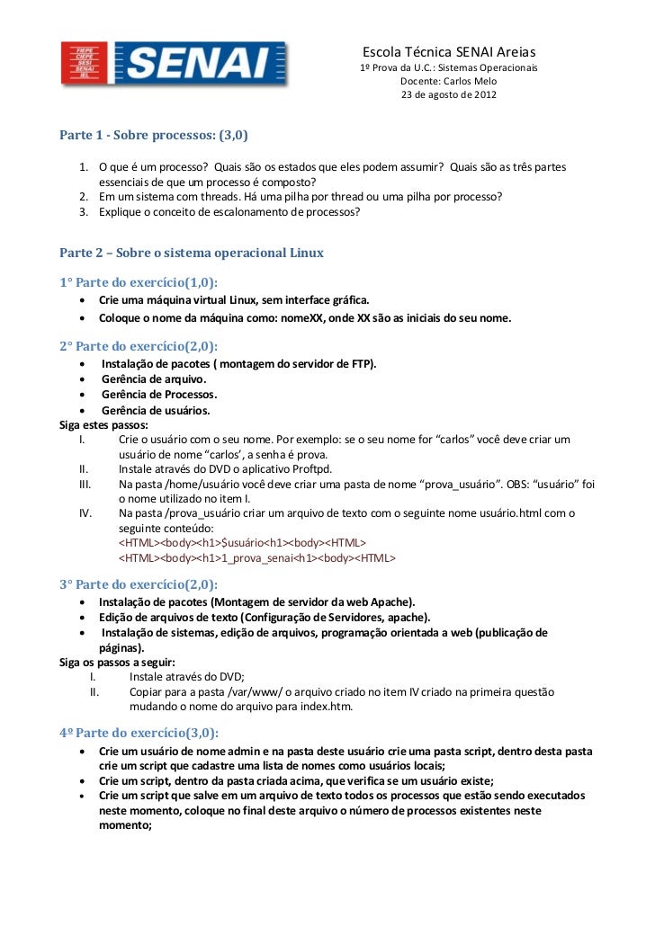 O Que Precisa Levar Para Fazer A Prova Do Senai