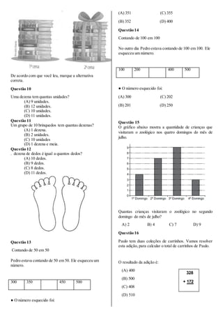 Simulado 01 (SAEB) Matemática - 2º Ano, PDF