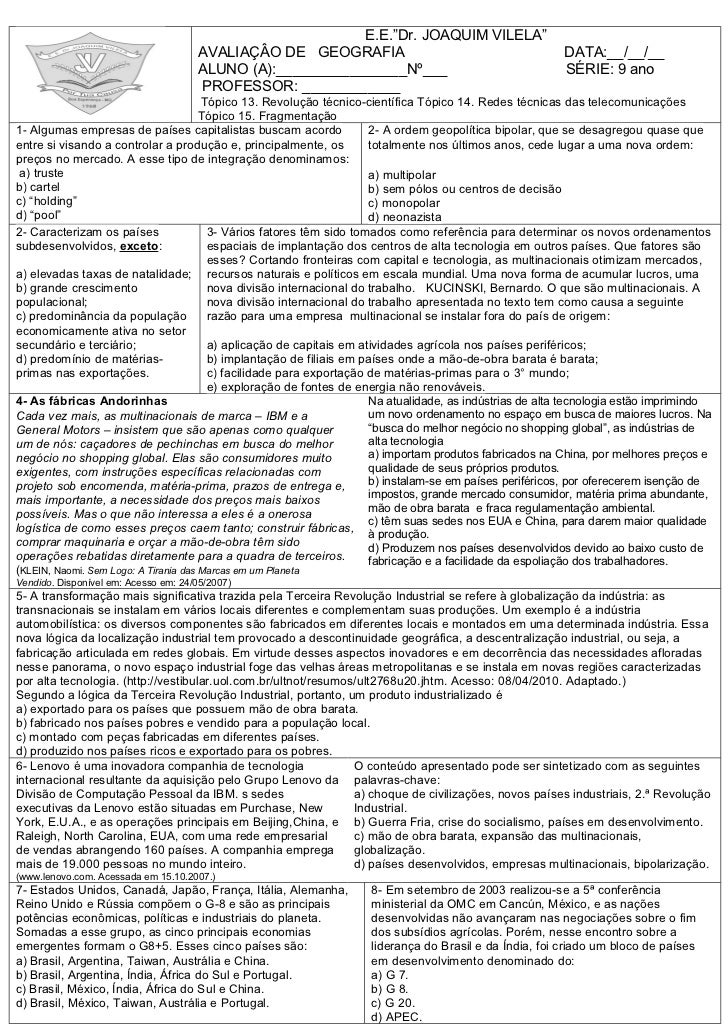 Apostila Sp Faz Escola 4 Bimestre 9 Ano