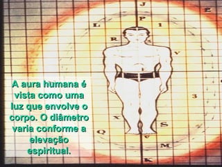 A aura humana é vista como uma luz que envolve o corpo. O diâmetro varia conforme a elevação espiritual. 