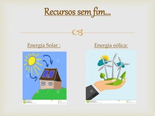 
Recursos sem fim...
Energia Solar : Energia eólica:
 