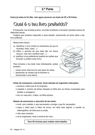 Prova De Afericao Lp 2 Ciclo 09