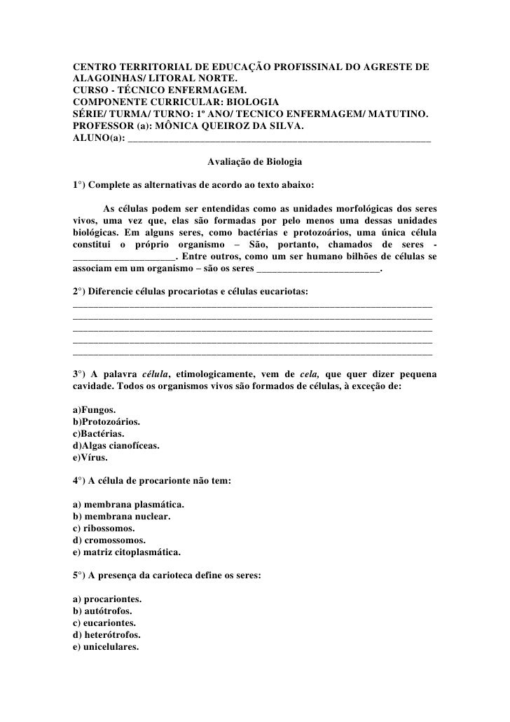 Resposta Apostila De Biologia 1 Ano Volume 1