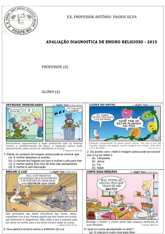 Textos De Ensino Religioso Com Interpretação E Gabarito 9 Ano - Cultura ...