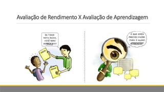 Avaliação de Rendimento X Avaliação de Aprendizagem
 