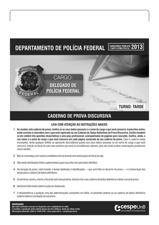 Prova dissertativa CESPE 2013   concurso delegado de polícia federal.PDF