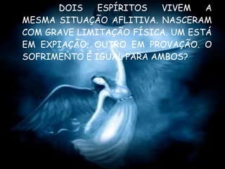 DOIS ESPÍRITOS VIVEM A MESMA SITUAÇÃO AFLITIVA. NASCERAM COM GRAVE LIMITAÇÃO FÍSICA. UM ESTÁ EM EXPIAÇÃO; OUTRO EM PROVAÇÃO. O SOFRIMENTO É IGUAL PARA AMBOS? 