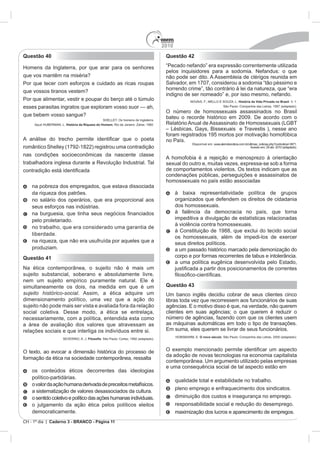 2010
Questão 40                                           Questão 42




                                                                                  História da Vida Privada no Brasil




                    História da Riqueza do Homem.




                                                     no País.




Questão 41




                                                     Questão 43
sujeito histórico-social




                                                                  O novo século




CH - 1º dia | Caderno 3 - BRANCO - Página 11
 