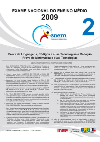 PROVA DO ENEM 2009 QUE VAZOU DIA 2 - Conteúdo vinculado ao blog http ...
