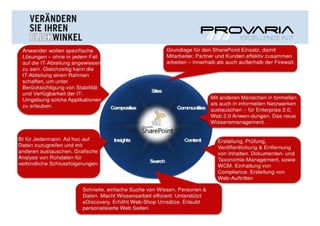 WAS IST SHAREPOINT?




MIT PROFESSIONELLER, VARIABLER UNTERNEHMENSSOFTWARE   Seite 4
 