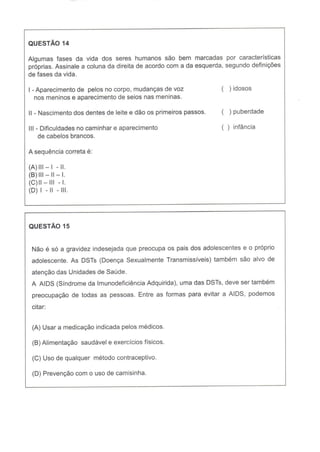 Prova SME 8º ano 1º bim 2012