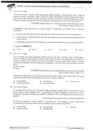 Provas português  fevereiro 2013