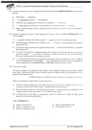 Provas português  fevereiro 2013