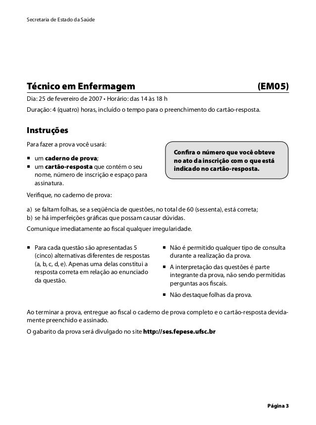 Provas tecnico enfermagem