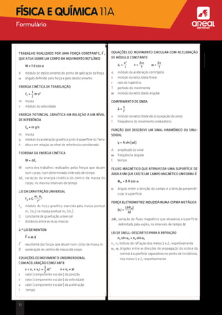 11
aFísica e Química 11A
©AREALEDITORES
Formulário
 