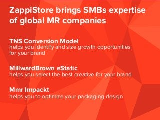 ZappiStore brings SMBs expertise
of global MR companies
TNS Conversion Model
helps you identify and size growth opportunit...