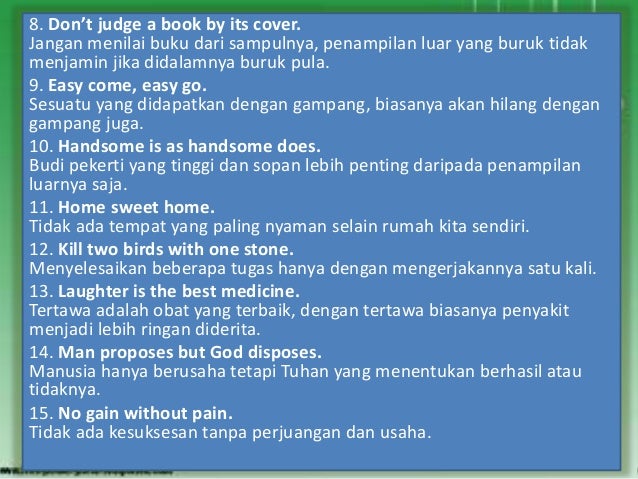 Jangan Menilai Buku Dari Sampulnya Dalam Bahasa Inggris