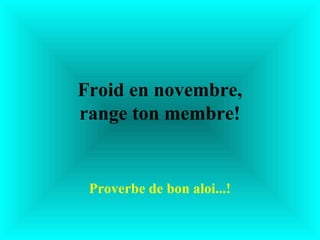 Froid en novembre,
range ton membre!


 Proverbe de bon aloi...!
 