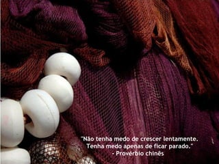 "Não tenha medo de crescer lentamente.  Tenha medo apenas de ficar parado." - Provérbio chinês  