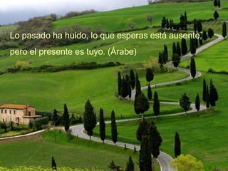 Lo pasado ha huido, lo que esperas está ausente, pero el presente es tuyo. (Árabe)