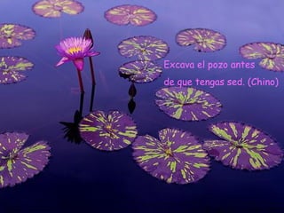 Excava el pozo antes de que tengas sed. (Chino)