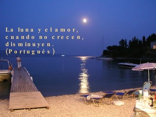 La luna y el amor, cuando no crecen, disminuyen. (Portugués) 