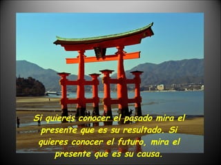 Si quieres conocer el pasado mira el presente que es su resultado. Si quieres conocer el futuro, mira el presente que es su causa. 