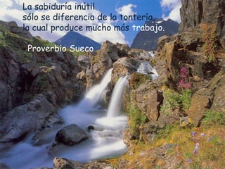 La sabiduría inútil
sólo se diferencia de la tontería,
la cual produce mucho más trabajo.
Proverbio Sueco
 
