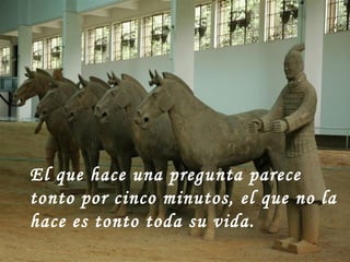 El que hace una pregunta parece tonto por cinco minutos, el que no la hace es tonto toda su vida.