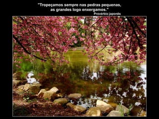 "Tropeçamos sempre nas pedras pequenas,
as grandes logo enxergamos."
Provérbio japonês
 