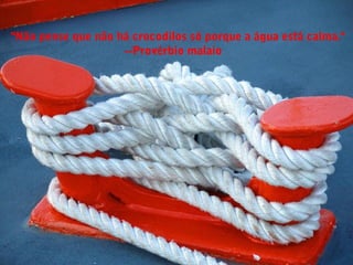 "Não pense que não há crocodilos só porque a água está calma."
--Provérbio malaio
 