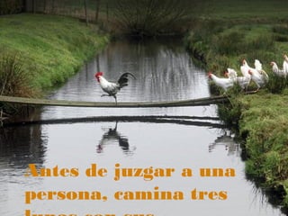 Antes de juzgar a una
persona, camina tres