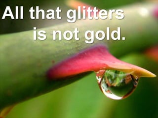 All that glitters
is not gold.
 
