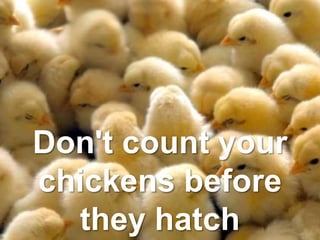 Don't count your
chickens before
they hatch
 